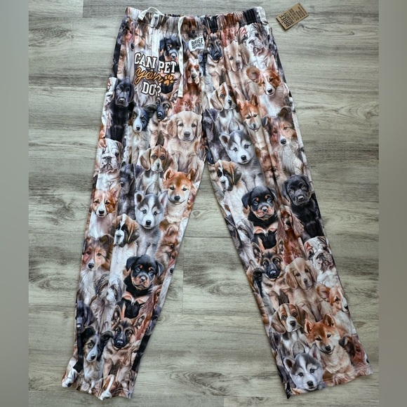Women’s Brown and Black Dog Print Pajama Bottoms Lounge Pants NWOT - Picture 2 of 8